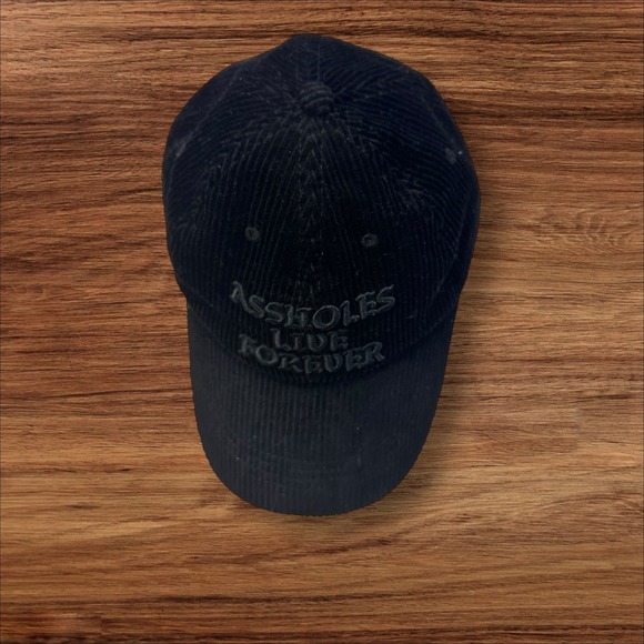 Assholes Live Forever Corduroy Hat Novelty Embroidered Slogan Cap Adjustable OS - Picture 2 of 7